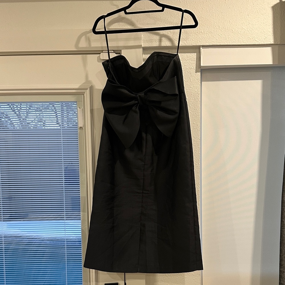 Anthropologie Black Strapless Dress with Bow